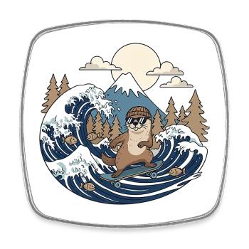 Kawaii Skateboard Bieber - Magnet carré - blanc - Devant