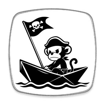 Singe pirate en colère dans le bateau - Magnet carré - blanc - Devant