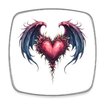 Floral winged heart - Square fridge magnet - white - Front