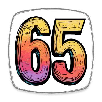 65 Number Colorful - Square fridge magnet - white - Front