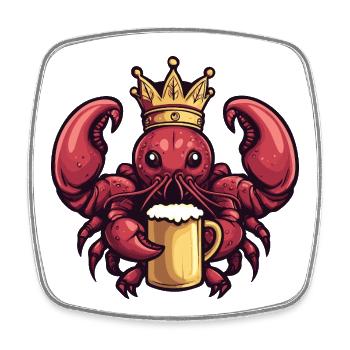 Lobster Crab Beer King - Square fridge magnet - white - Front