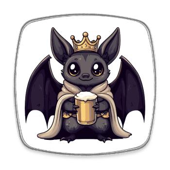 Bat Beer King - Square fridge magnet - white - Front