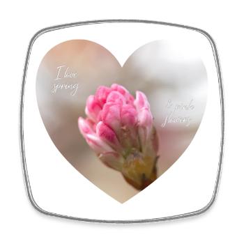 Printemps amour d’un cœur de fleur rose - Magnet carré - blanc - Devant