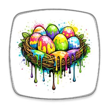Buntes Osternest im Graffiti Stil  - Viereckiger Kühlschrankmagnet - Weiß - Vorne