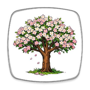 Arbre fleuri aux fleurs roses et blanches - Magnet carré - blanc - Devant