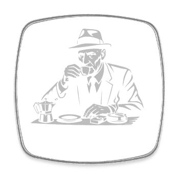 William S. Burroughs trinkt Espresso - Viereckiger Kühlschrankmagnet - Weiß - Vorne