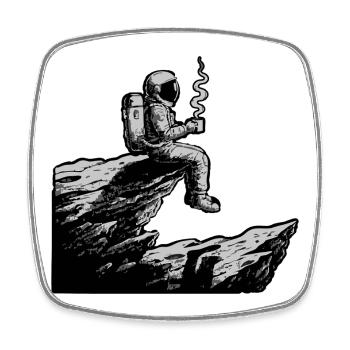 Astronaut Café Espace Falaise - Square fridge magnet - white - Front