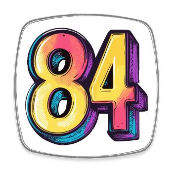 84 Nombre Coloré - Magnet carré - blanc - Devant