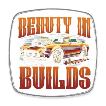 Auto Restauration Beauty In Builds - Square fridge magnet - white - Front