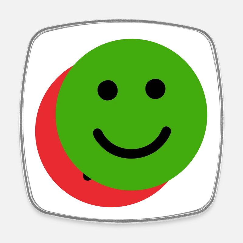 Overlapping Face Green-Red - Square fridge magnet - white