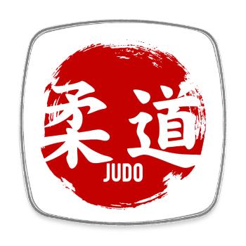 Judo 柔道 Kreis-Kanji Japanische Kampfkunst - Viereckiger Kühlschrankmagnet - Weiß - Vorne