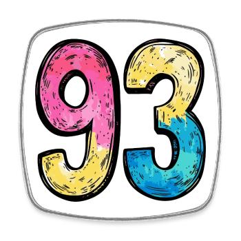 93 Number Colorful - Square fridge magnet - white - Front