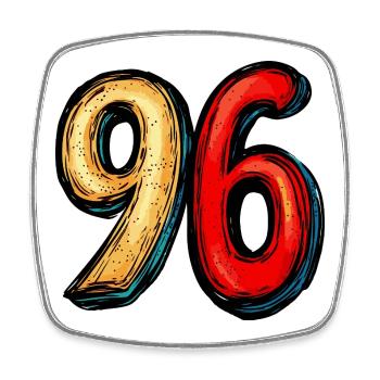 96 Nombre Coloré - Magnet carré - blanc - Devant