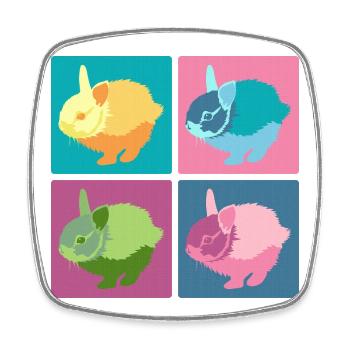 Kaninchen Pop-Art Farbblock-Set - Viereckiger Kühlschrankmagnet - Weiß - Vorne