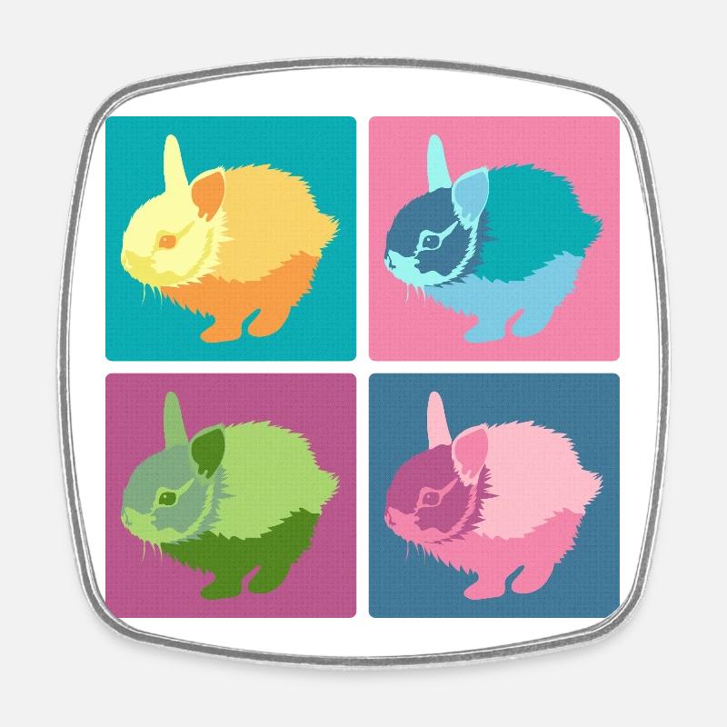 Ensemble de blocs de couleur Pop Art Rabbit - Magnet carré - blanc