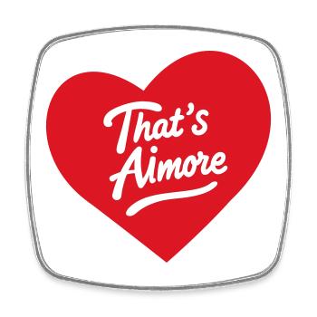 « C’est Aimore » jeu de mots avec cœur - Magnet carré - blanc - Devant
