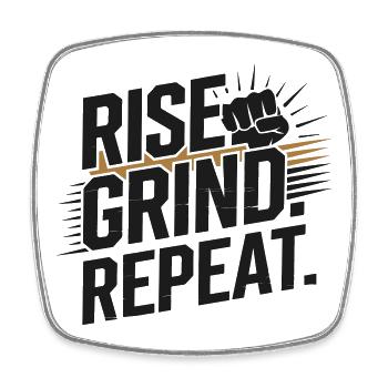 Rise Grind Repeat Motiv-Shirt - Viereckiger Kühlschrankmagnet - Weiß - Vorne
