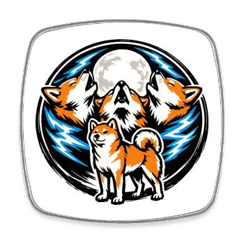 Shiba Inu Vintage Howling To The Moon - Square fridge magnet - white - Front