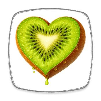 Saftige Kiwi in Herzform Illustration  - Viereckiger Kühlschrankmagnet - Weiß - Vorne