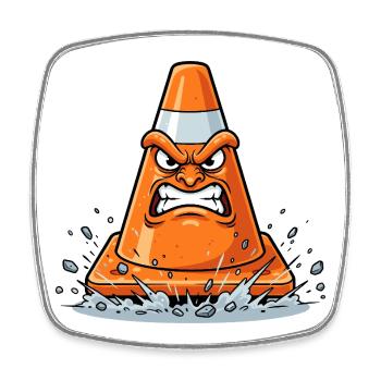 Angry cone in cartoon style - Square fridge magnet - white - Front