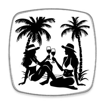 Palmiers de fête pour filles - Magnet carré - blanc - Devant