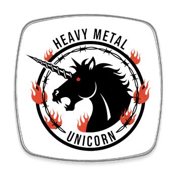 Heavy Metal Unicorn - Gothic Einhorn - Viereckiger Kühlschrankmagnet - Weiß - Vorne