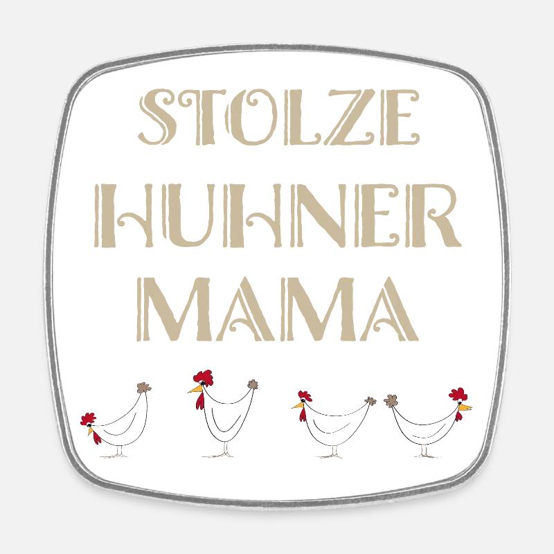 Fans de poulet - Coq - Coq - Poulet de soie - Bio - Magnet carré - blanc
