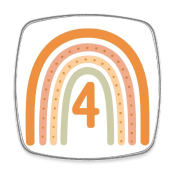4. Fourth Birthday Rainbow - Square fridge magnet - white - Front