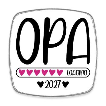 Opa 2027 loading Herzchen Ladebalken - Viereckiger Kühlschrankmagnet - Weiß - Vorne