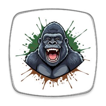 Lachender Gorilla Graffiti-Design - Viereckiger Kühlschrankmagnet - Weiß - Vorne