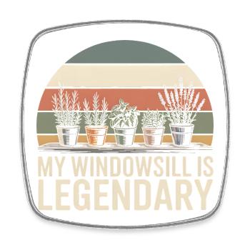 Legendary windowsill | Herb Balcony Garden - Square fridge magnet - white - Front