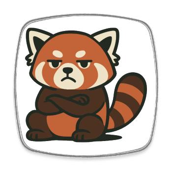 Grimmiger Roter Panda mit verschränkten Armen - Viereckiger Kühlschrankmagnet - Weiß - Vorne
