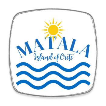 Matala Kreta-Wellen-Sonnenlogo - Viereckiger Kühlschrankmagnet - Weiß - Vorne