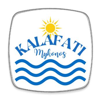 Kalafati Mykonos Sonnenwellen-Logo - Viereckiger Kühlschrankmagnet - Weiß - Vorne