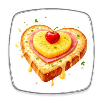 Toast in Herzform mit Ananas Illustration - Viereckiger Kühlschrankmagnet - Weiß - Vorne