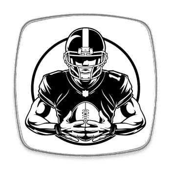 Silhouette de l’homme de football américain - Magnet carré - blanc - Devant