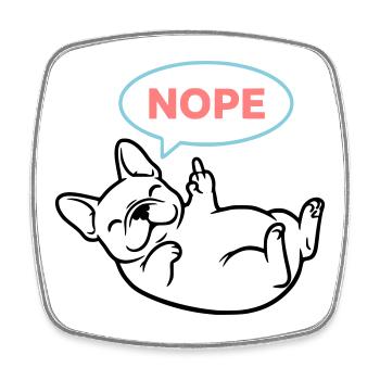 Frenchie Dog Nope Comic Coloré - Magnet carré - blanc - Devant