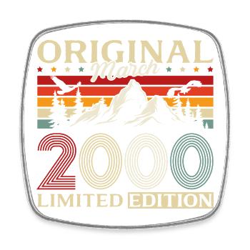 26. Geburtstag Geschenk Mann Vintage März 2000 - Viereckiger Kühlschrankmagnet - Weiß - Vorne