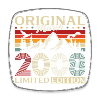 18. Geburtstag Geschenk Mann Vintage März 2008 - Viereckiger Kühlschrankmagnet - Weiß - Vorne