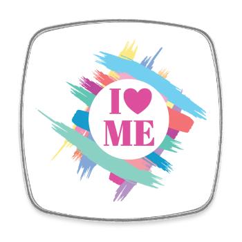 Self-Confidence Character Strength Coach I Love Me - Square fridge magnet - white - Front