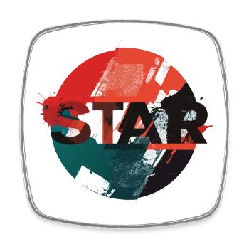 Star Grunge Circle Design - Square fridge magnet - white - Front