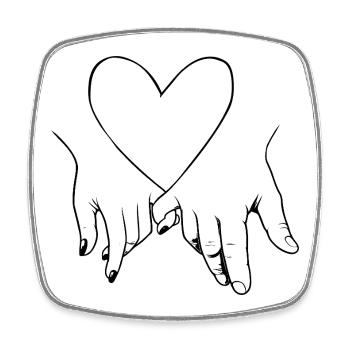 Holding hands with heart love - Square fridge magnet - white - Front