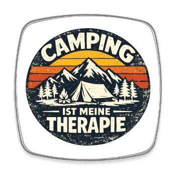 Camping is my therapy - Square fridge magnet - white - Front