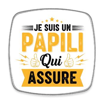 Papili Who Ensures Funny Humor Man Party Of Grandpas - Square fridge magnet - white - Front