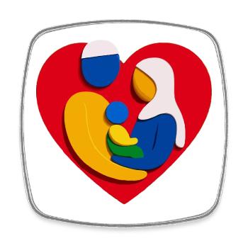 Abstract Muslim Family Heart Hug - Square fridge magnet - white - Front