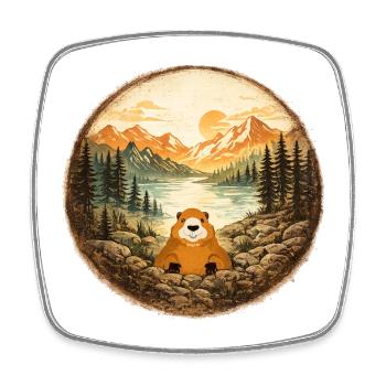 Marmotte forêt lac montagne  - Magnet carré - blanc - Devant