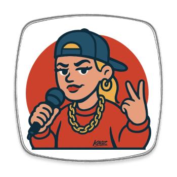 Rap-Diva mit Mikrofon - Viereckiger Kühlschrankmagnet - Weiß - Vorne