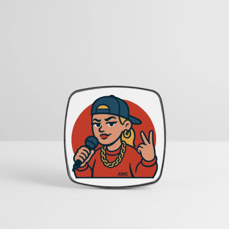Diva du rap avec micro Magnet carré