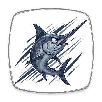 Schwertfisch im Sturm - Viereckiger Kühlschrankmagnet - Weiß - Vorne