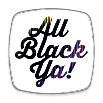 All Black Ya Neon Stripe Font - Square fridge magnet - white - Front